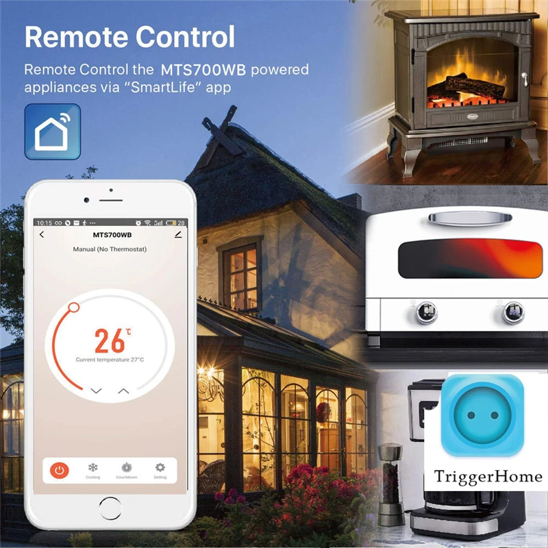 A7b5898c92f7745a9917b352ec3e2142fF Smart Wifi Thermostat Plug Outlet 15A Programmable Temperature Controller Wireless Plug-in Socket APP Control Voice Control