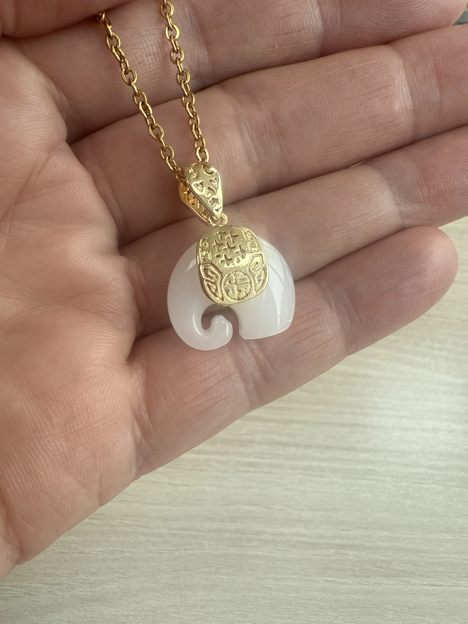 Cute Green & White Imitation Jade Elephant Peace photo review