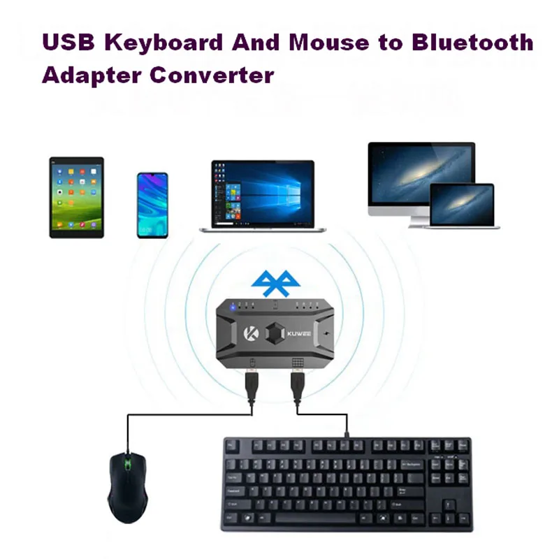Bluetooth Hub convertore USB 5.0 tastiera e Mouse cablati Bluetooth Hub convertore USB 5.0 tastiera e Mouse cablati