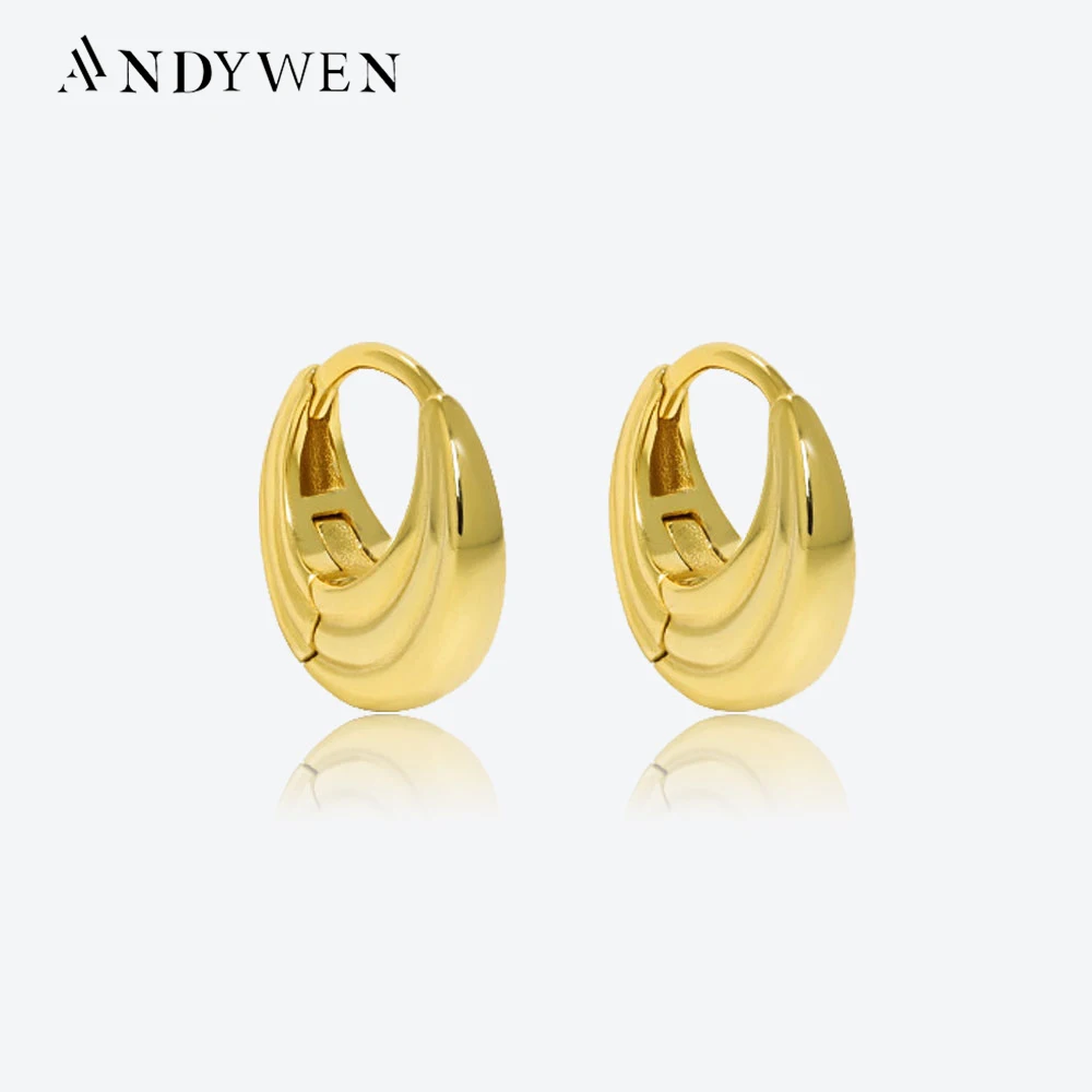 ANDYWEN925SterlingSilverGoldThickHoopsLargeRoundHuggiesFine