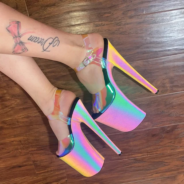 WUXIN H&P Women's Stripper Exotic Heel Sandal Platform Stiletto Pole Dance Shoes 8 In
