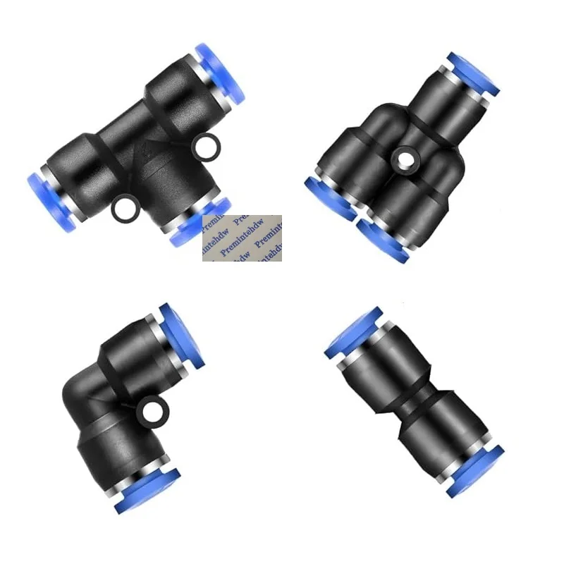 

50Pcs Pneumatic Plastic Quick Air Hose Fitting Insert To Connect Coupling Elbow Tee Y Cross 4mm 6mm 8mm 10mm 12mm 16mm