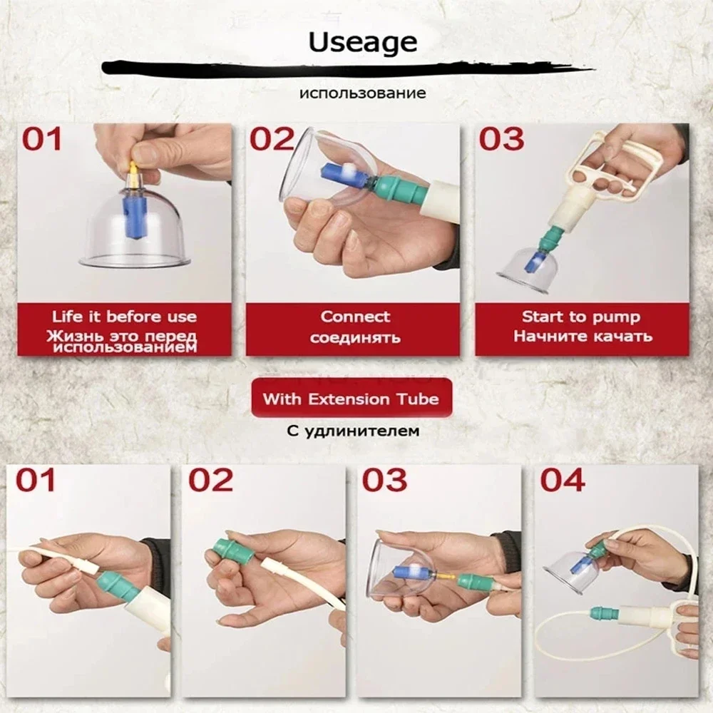 32 Pieces Professional Vacuum Cupping Set Massager Cans Vacuum Cupping Body Pumps With Tube Anti-Cellulite Suction Cups For Body 6