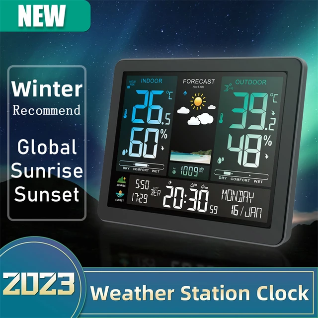 Wireless Digital Weather Station Indoor/Outdoor Weather Forecast with Sensor Table Desk Alarm Clock Temperature Humidity Meter - Image 2