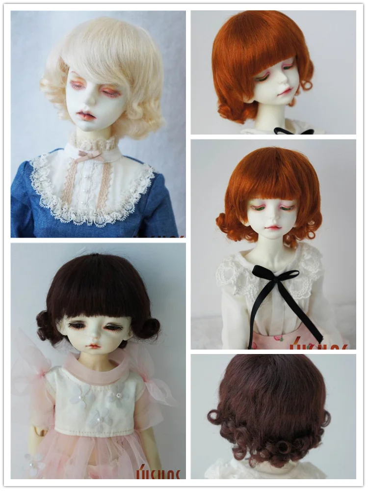 

JD268 1/8 1/6 1/4 1/3 Short Back Mini Curly BJD Mohair Wig 5-6" 6-7" 7-8" 8-9" Toy Accessories OB11 YOSD MSD SD Soft Hair