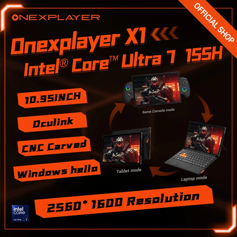 OneXPlayer-X1 Onexconsole, 10.95 Polegada, Intel Core Ultra 7, 155H, Qculink Laptop, envio final de março, D-PAD, Novo