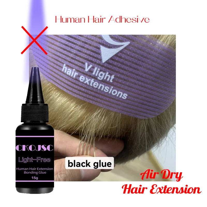 Non V-Light hair extensions black glue Super Black Bond Human Hair Glue Tape in hair extensions black adhesive