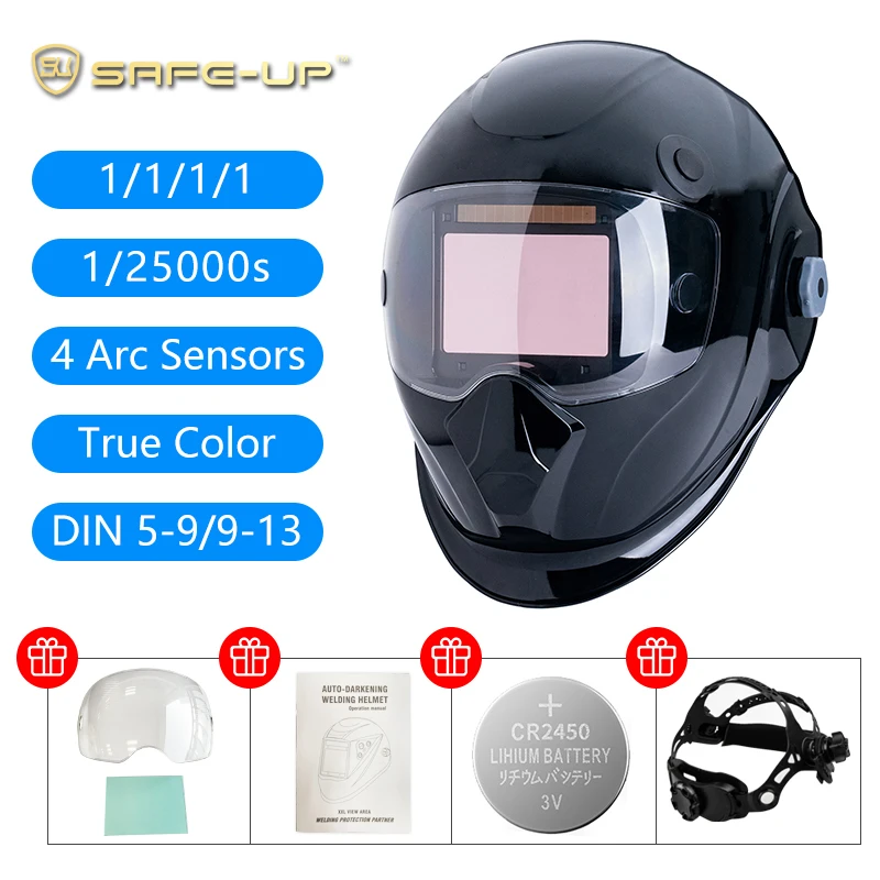 Welding Mask Large View Auto Darkening Solar Welding Helmet 4 Sensor