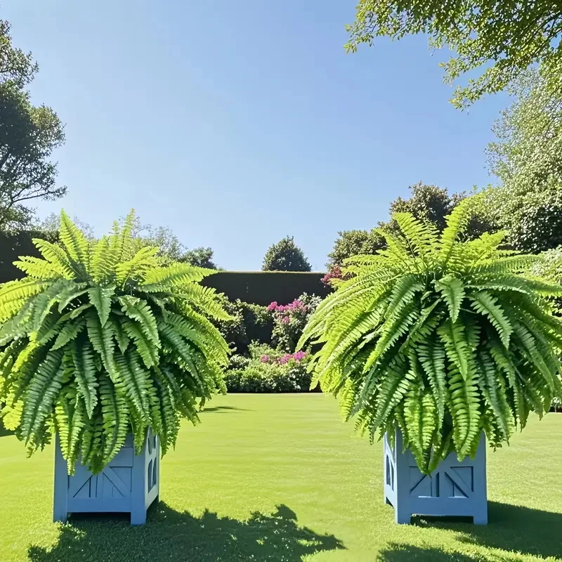 Elegant Boston fern decor; 2 pcs of high-end artificial plants, 38 lifelike leaves suitable for indoor and outdoor hanging decor 3