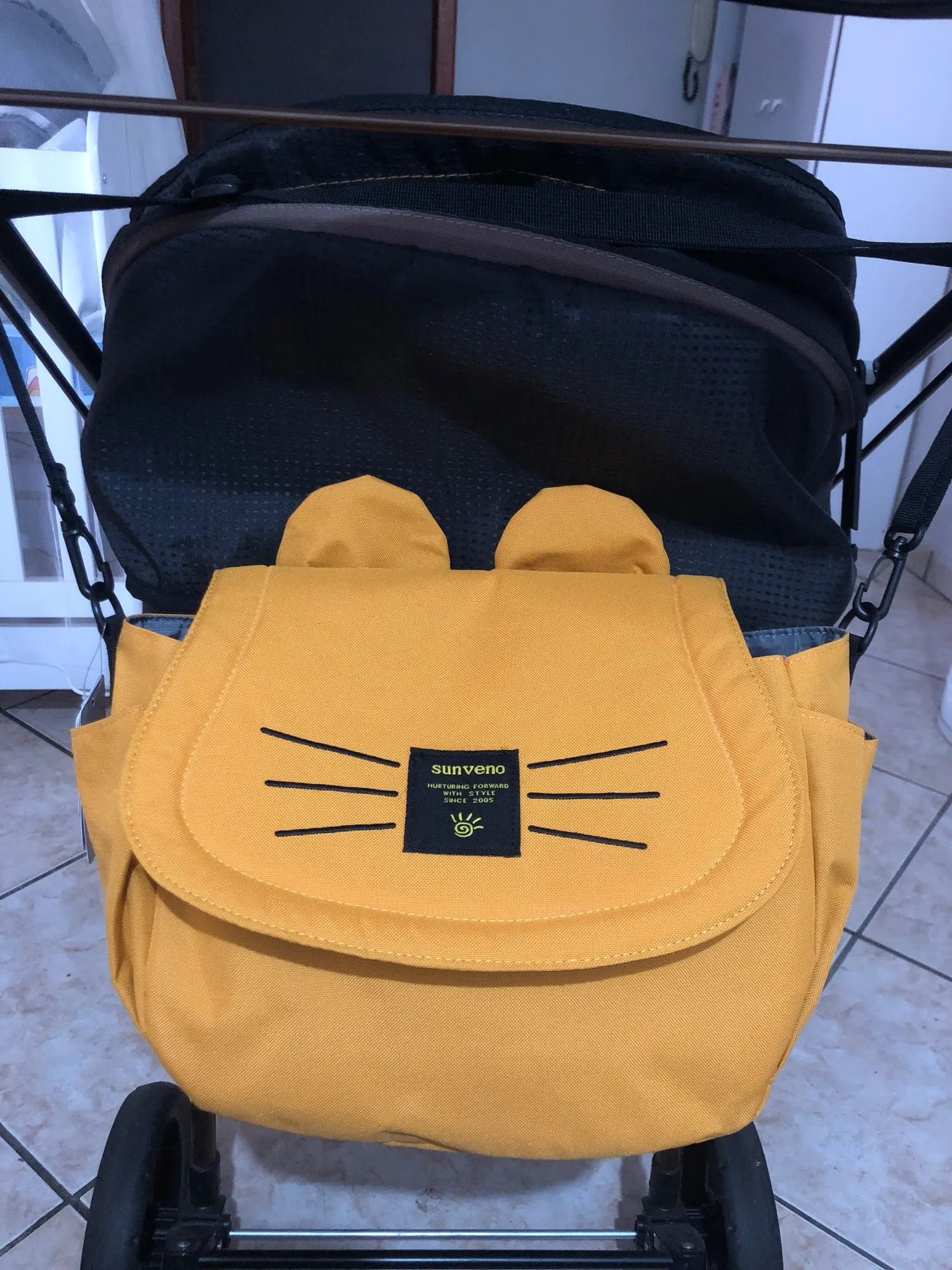 Meow-tain Large Capacity Cat Diaper Bag for Stylish and Organized Travels - Mom Essentials - Black or Yellow photo review