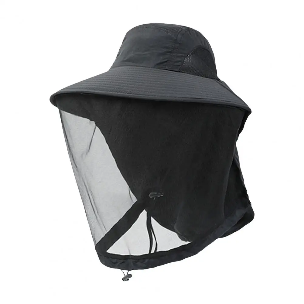 Mosquito Prevention Cap For Fishing Insect Protective Cap Mosquito Head Net Full-Mesh Drawstring Windproof Strap Beekeeping