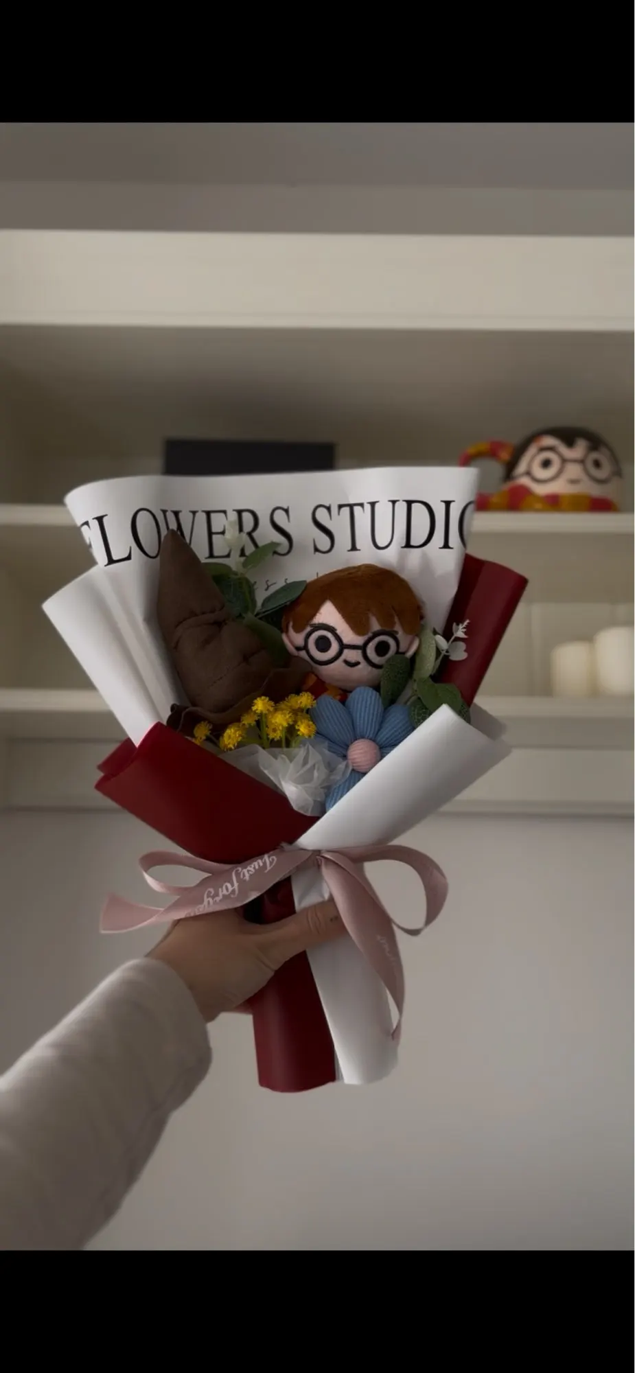 Harry Potter Plush Bouquet | Handmade Wizarding World Stuffed Doll Flower Arrangement