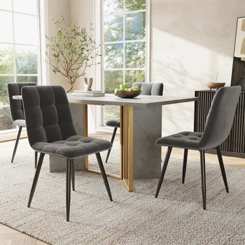 Tavolo da pranzo Tavolo da pranzo rettangolare rettangolare 119x70x75 cm con gambe in metallo dorato e piano in MDF in grigio o 1