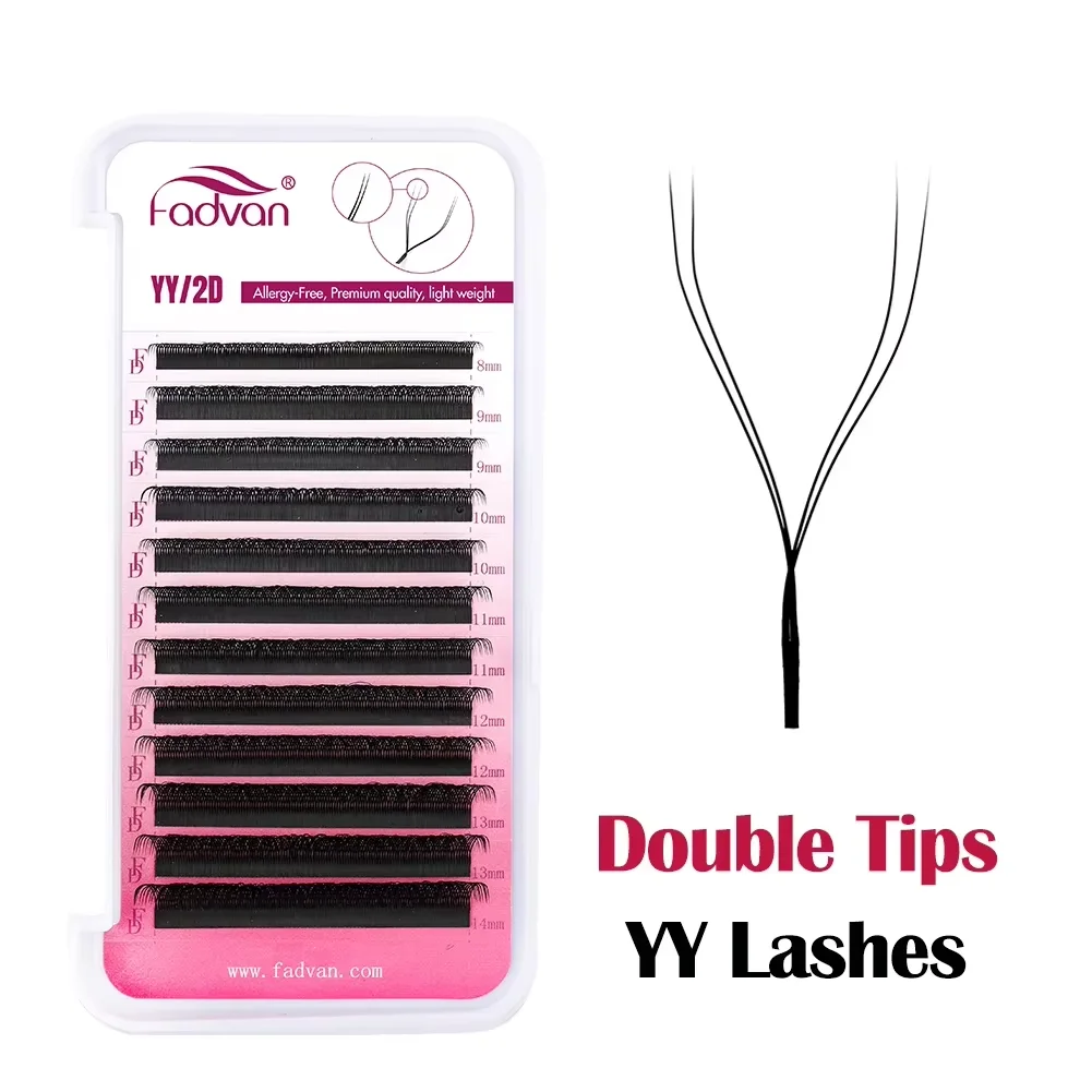 Enhanced Faux Mink Eyelash Extension with Split Tips - 2D/3D Premade Fan, 8-15mm, Black/Brown