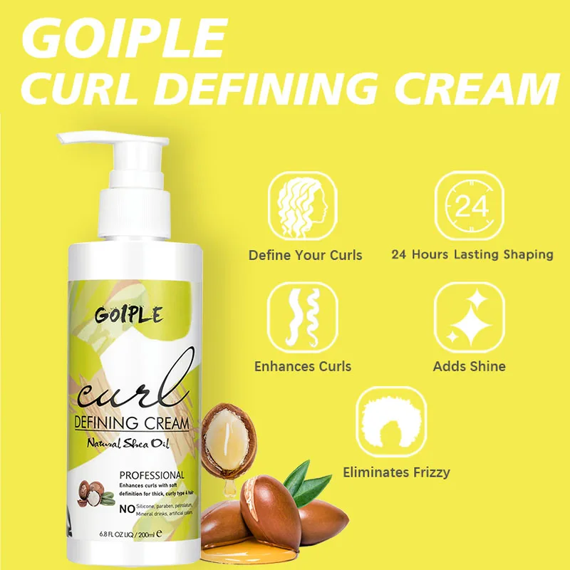 Goiple 200mL Curl Cream Enhancer Enhances Waves Care Styling Lotion for Curly Hair Curling Define Cream and 9 Row Denman Brush