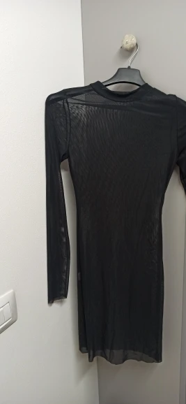 See Through Transparent Hollow Out Dress Women Mock Neck Sexy Bodycon Club Partywear Slim Stretchy Solid Mini Dresses photo review