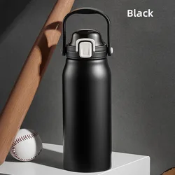 Large Capacity Stainless Steel Thermal Tumbler with Straw - Insulated Water Bottle - 1000ML (Black)