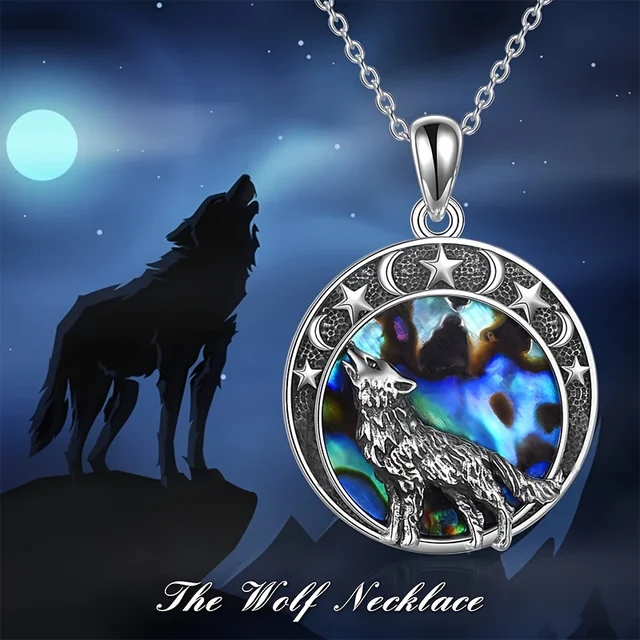 Womens Wolf Pendants Moon Wolf Necklace —