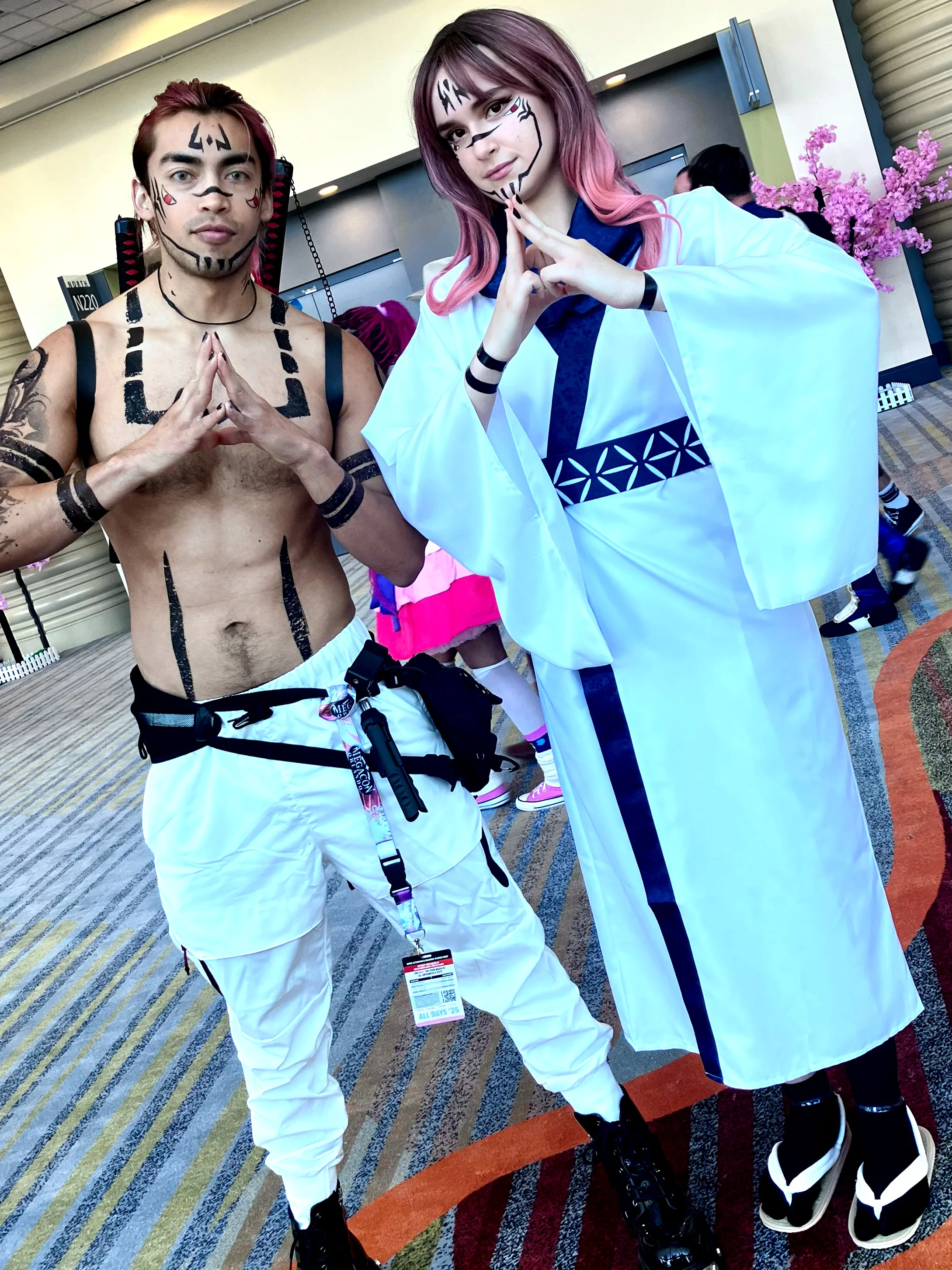 Costume Cosplay Ryomen Sukuna Complet - Kimono Blanc, Perruque, Tatouage, Pour Halloween Ou Convention - 3