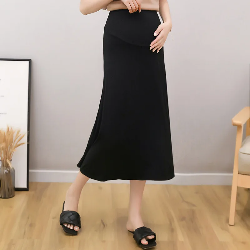 Summer Modal Loose Maternity Skirts Pregnant Women Clothes Abdominal High Waist Casual Pregnancy Package Hip A-line