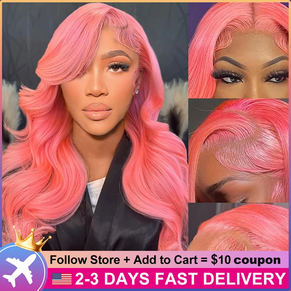 

Pink Lace Front Wig Human Hair 13x4 Hd Body Wave Human Hair Baby Hair Colored Wig Human Hair Pre Plucked 150% Density For Women