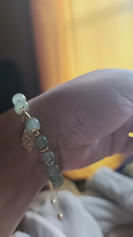 2026Chinese Style Green Jade Bracelet For Women Exquisite Gold Color Leaves Wrist Strap Bangle Double Chain Bracelet Girls Gifts photo review