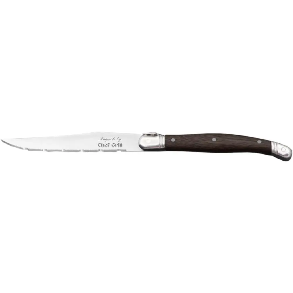 Cuchillo Laguiole, MXODD, 23 cm, Madera Cafe Oscuro, Acero Inoxidable, Cuchillo para carne, Cuchillos para Cortar Carne.