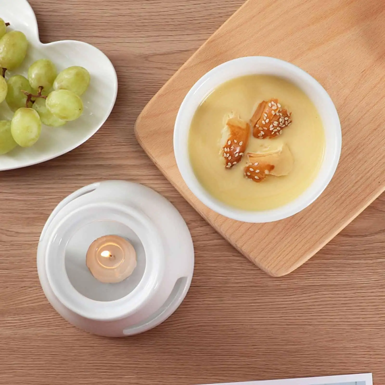 Chocolate Melting Pot Fondue Pot Ceramic Dining Melting Mug With 4 Forks Resistant Cheese Heating Furnace Dessert Fire