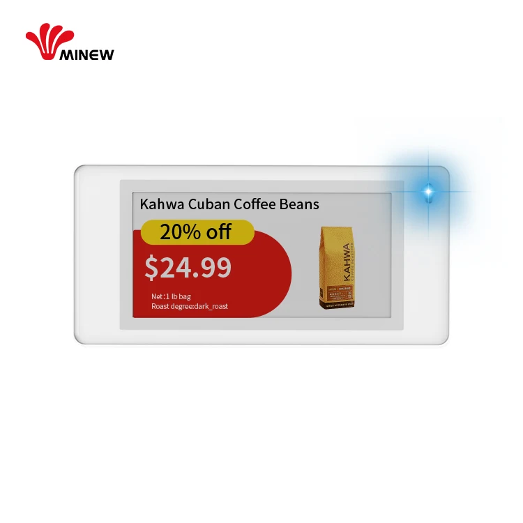 

MinewTag 4 Colors BWRY Ble Low Energy 2.1inch ESL Electronic Shelf Tag Eink Label for Store