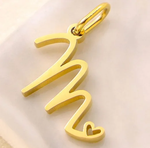 Personalized Initial Heart Necklace - Stainless Steel Jewelry Charm