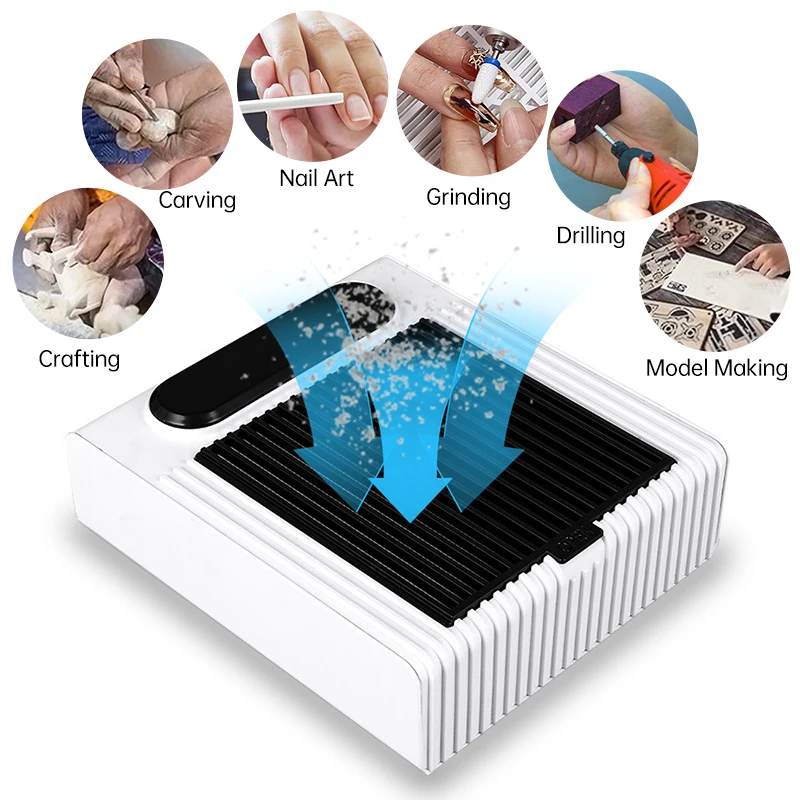 

High-Power Nail Dust Collector For Manicure Nail Vacuum Cleaner With Fitter Nail Dust Fan Low Noise For Manicure Salon Equipment
