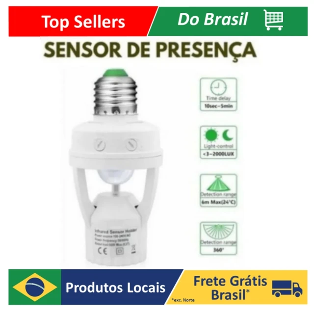 Sensor De Presença Com Fotocélula Para Lâmpada Soquete E27