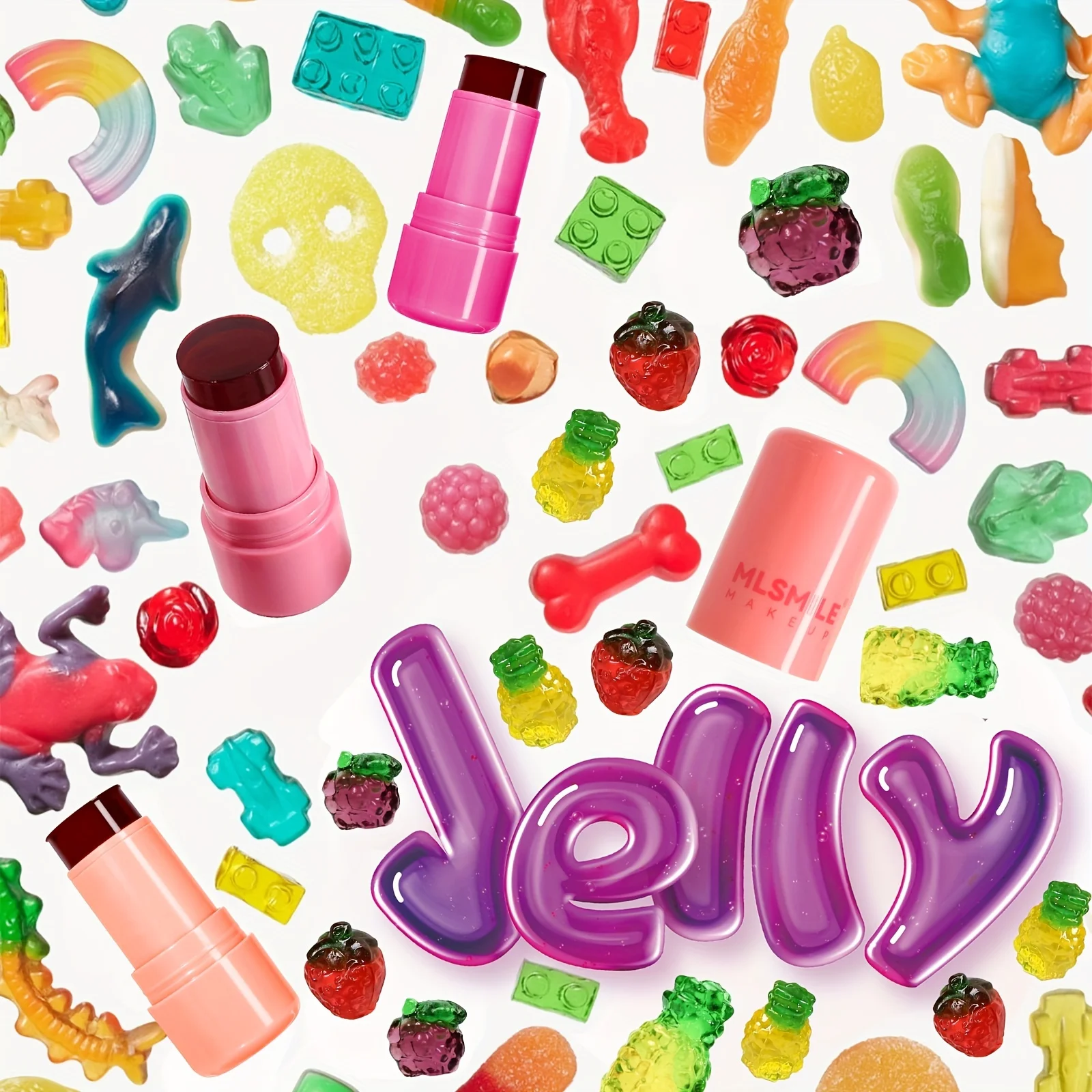 Jelly Blush Stick Makeup, Water Jelly Tint Stick, Lip and Cheek Jelly Blush Stick Lipstick, Lightweight 6