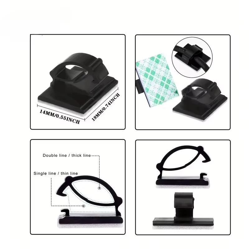 Cable Clip 50pcs Adhesive Cable Clips Wire Clips Cable Wire Management Holder Clamps Tie Holder For Car Office And Home