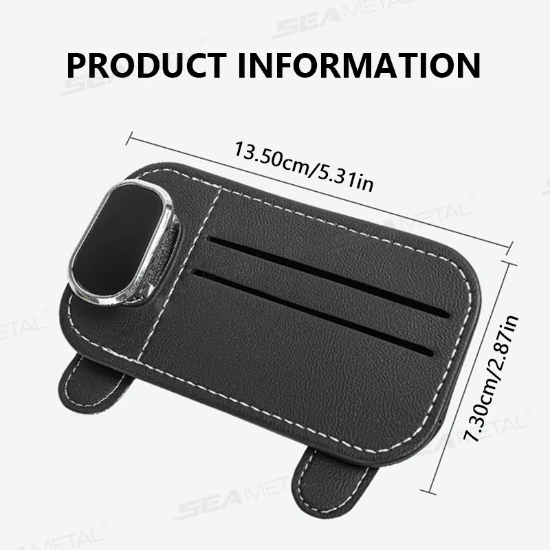 PU Leather Car Sunglasses Clip with Card Holder