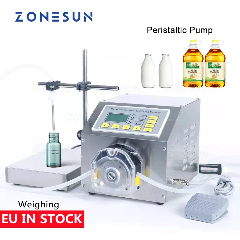ZONESUN ZS-PP531W Semi Automatic Vial Bottle Weighing Filling Machine Beverage Perfume Lotion Shampoo Peristaltic Pump Filler landto peristaltic pump filling handle dispenser