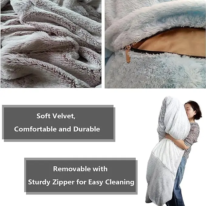 Funda para silla de puf gigante (sin relleno), de gran tamaño, redonda, suave, esponjosa, terciopelo, lavable, para sofá, puf, c 5