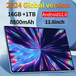 2024 Tablet Android 12.0 Brand New 11.6 inch 16GB RAM 1TB ROM Tablet 16MP 32MP 8800mAh 10Core WIFI Bluetooth Network Tablet