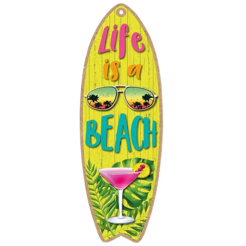 Surf Playa Colgantes, MXRHS, 16x45cm, Madera, Tabla de Surf., Surf Playa Letreros de Madera.