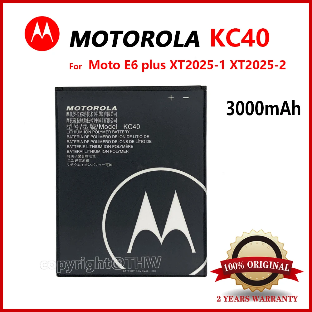 

100% Genuine 3000mAh Motorola KC40 for Moto E6 plus XT2025-1 XT2025-2 Replacement Phone Batteria Battery In Stock Batteries