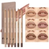 6pcs Velvet Matte Lip Liner Pencil Set - Water-resistant, Ultra-Fine, Long-Lasting, Smooth for All Skin Tones, Brown Mixed Color 3