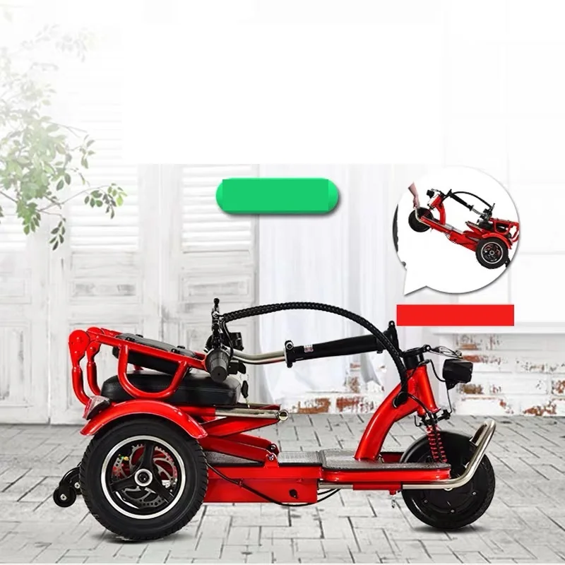 Mini Electric Tricycle Folding Electric Scooter Adult Portable For Disabled Elderly Battery Car 48V Can Last 60 Km for by Plane