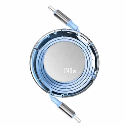 Premium High - Speed Retractable USB - C Charging Cable, 240W Power with Fast Charge and Data Transfer Capabilities (Blue)