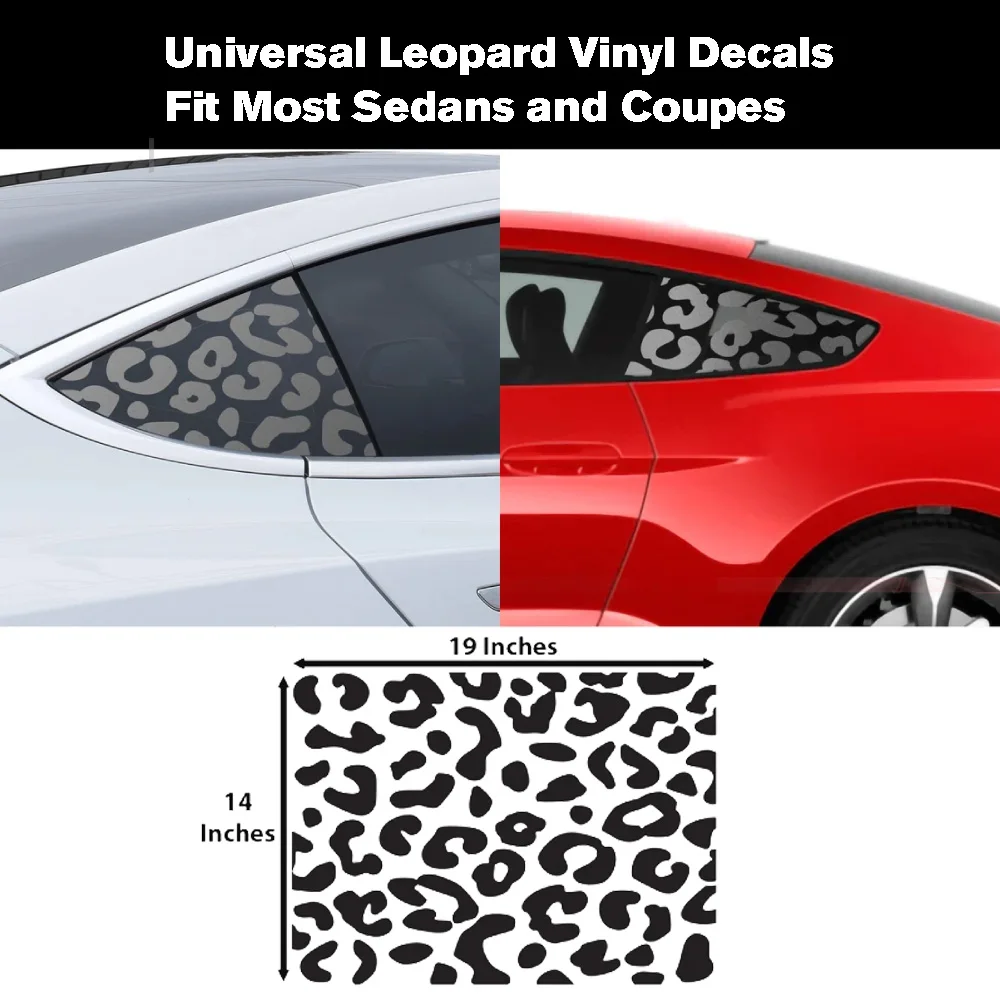 

Car Stickers Universal Fit Leopard Cheetah Quarter Window Die Cut Decal Fits Most Sedans and Coupes Fits Toyota Ford Chevy