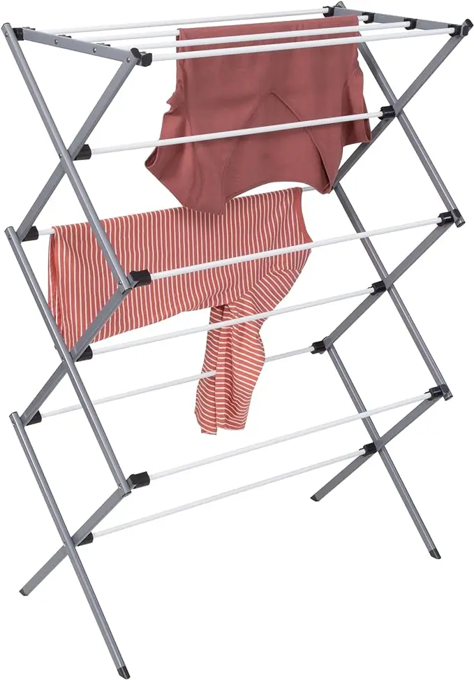 Collapsible steel drying rack. Space-saving design for indoor or outdoor use. Sturdy and foldable. 1