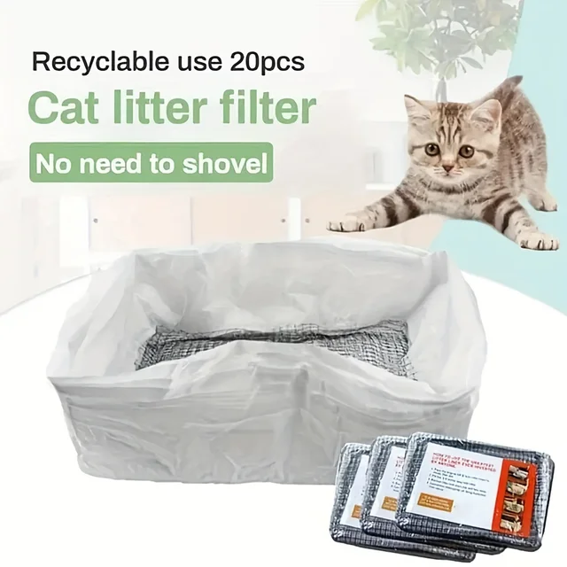 10pcs Reusable Cat Feces Filter, Hands Free Pet Cat Excrement Liners Filter Net For Pet Hygienic Litter Box Liners 5