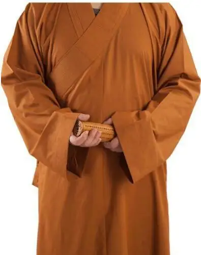 Unisex Buddhist Robe Men Women Frock Supply Meditation Monk Gown Long Thick Coffee Gray Yellow