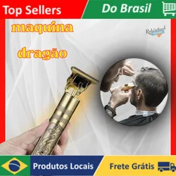 Máquina de Corte de Cabelo Dragão Bateria Recarregável  Barbeador Elétrico Profissional Maquininha Acabamento Aparador De Barba