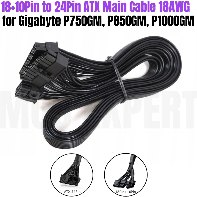 기가바이트 P750GM 750W, P850GM 850W, P1000GM 1000W PGM 골드 완전 모듈식 PSU용 ATX 메인 전원 공급 장치 케이블, 10 핀 + 18 핀-24 핀