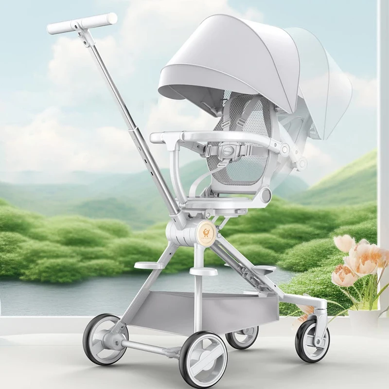 Walking bBby Artifact Stroller Can be Boarded Light Folding Trolley Two-way Push Seat High Landscape Children's Stroller